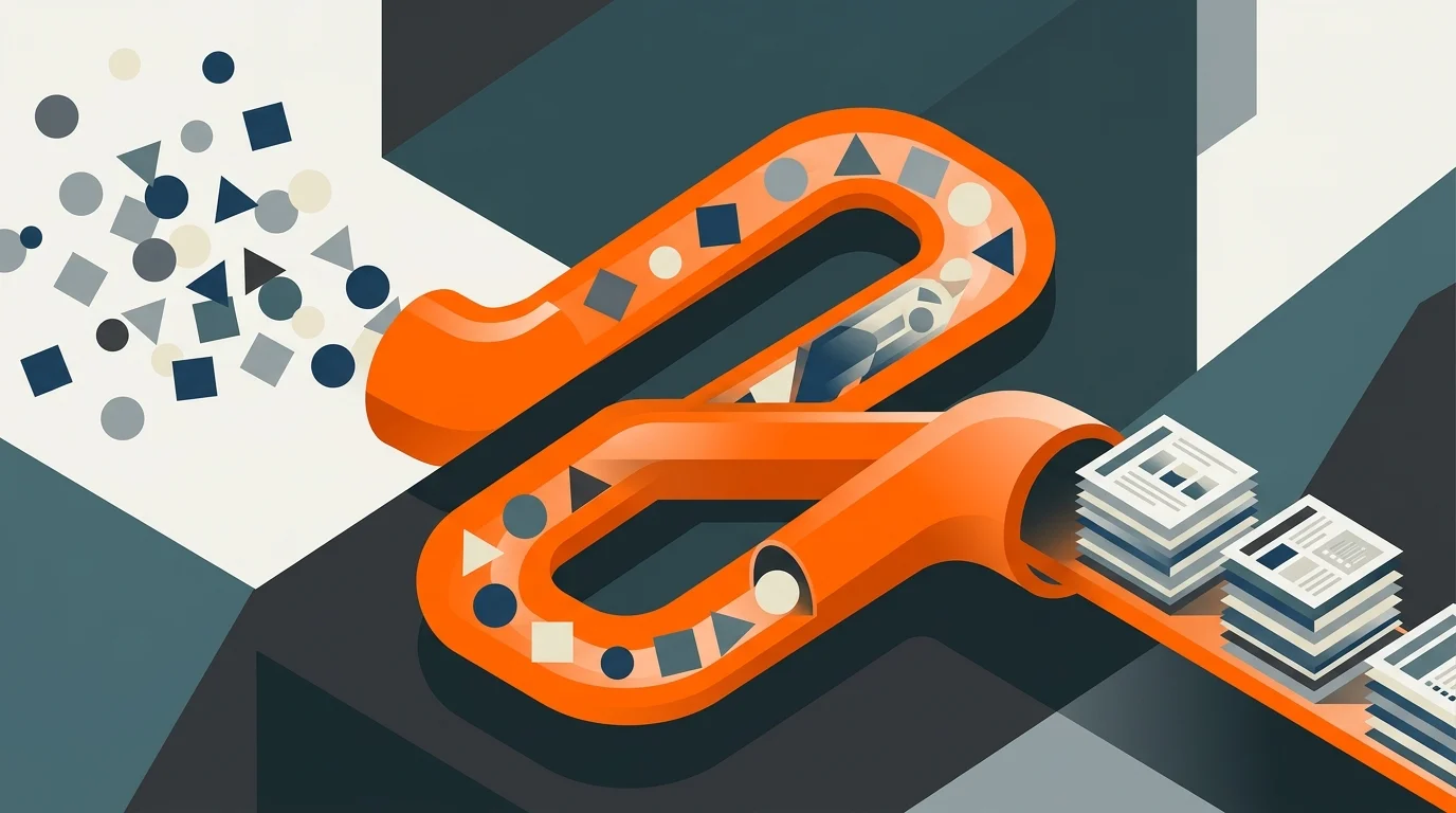 Abstract representation of an automated SEO content pipeline