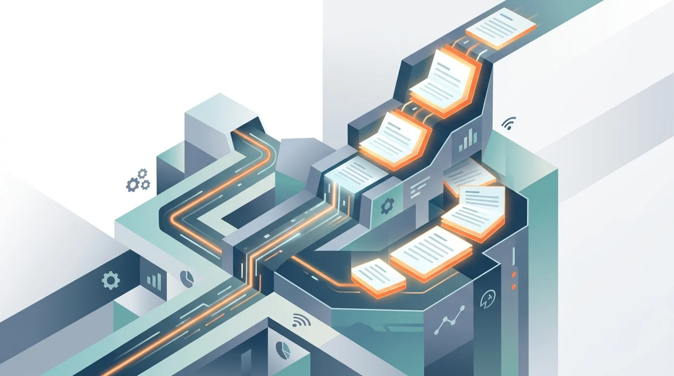 Abstract representation of an autonomous SEO publishing pipeline