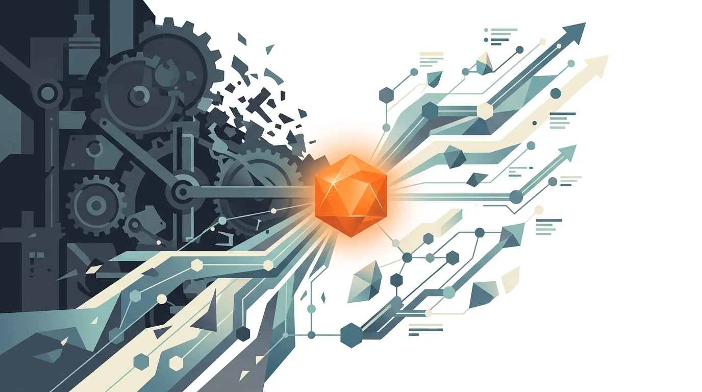 Abstract representation of an autonomous SEO agent replacing complex workflows