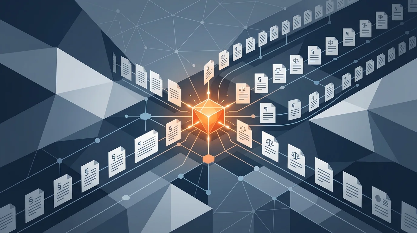 Abstract 3D illustration of an automated content publishing engine