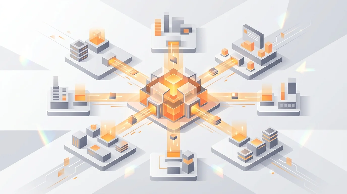 Abstract illustration of an autonomous SEO content distribution pipeline