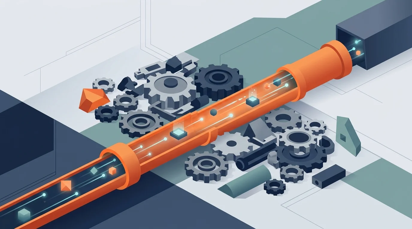 Abstract representation of automated SEO pipeline replacing manual tools