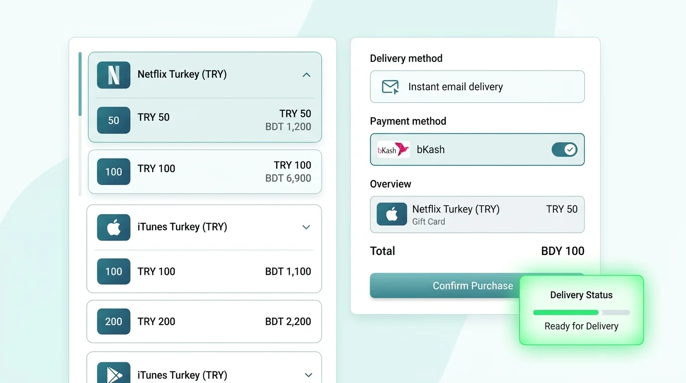Turkey-region gift card codes for Netflix and iTunes