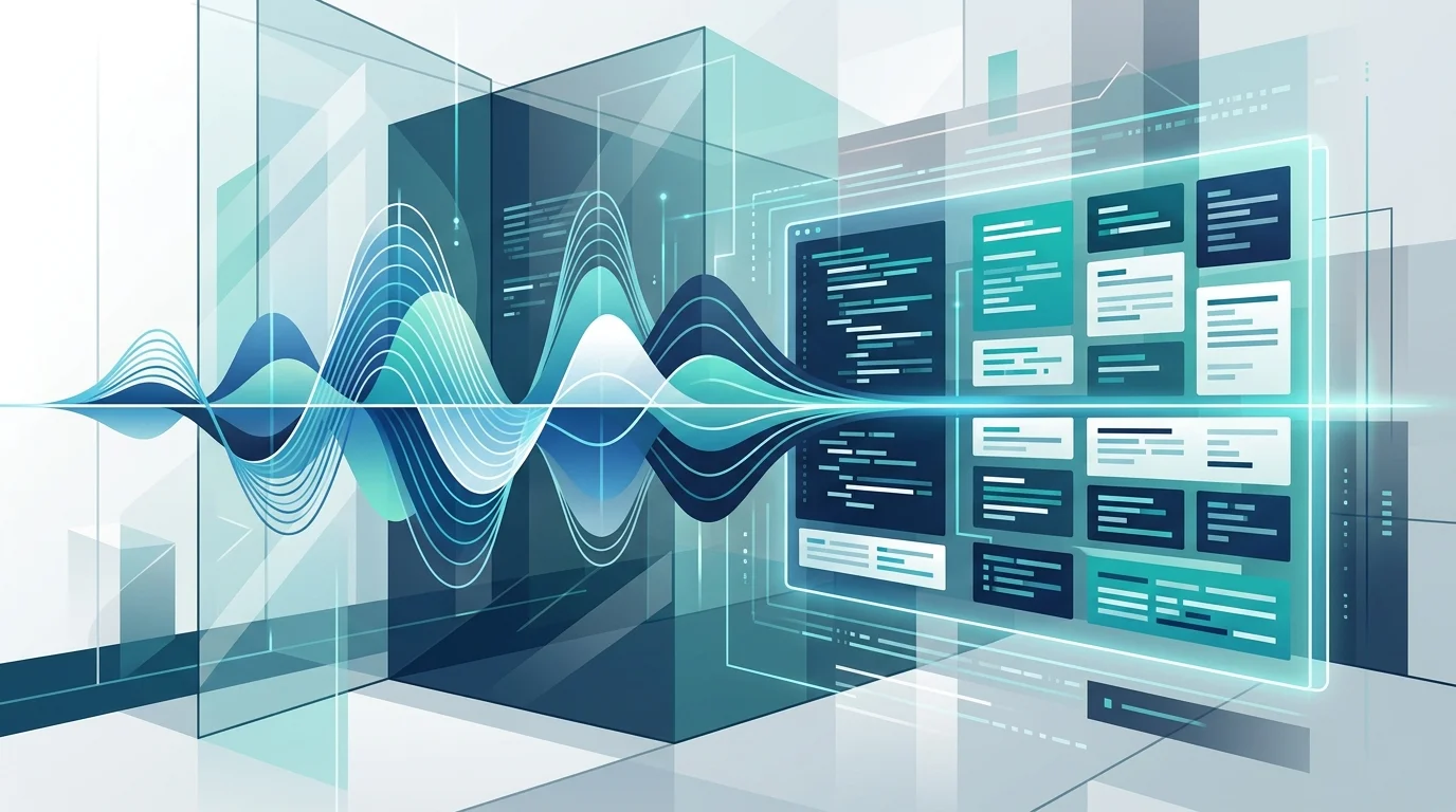 Abstract representation of voice turning into structured digital text