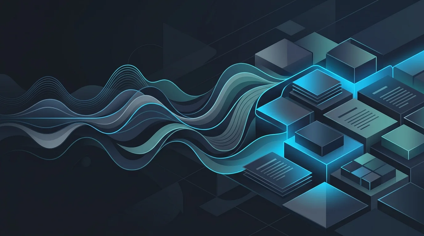 Abstract representation of voice transforming into polished digital text