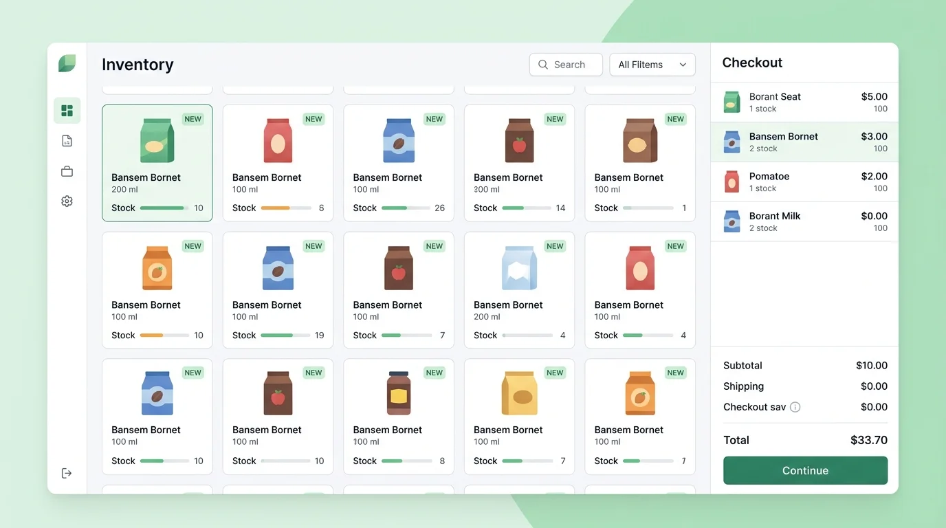 Retail POS inventory management dashboard for a small grocery store