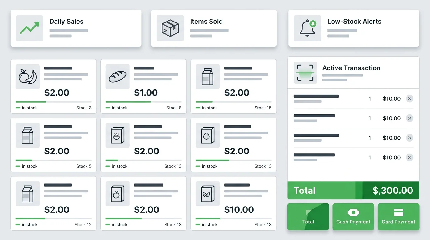 grocery store point of sale system dashboard