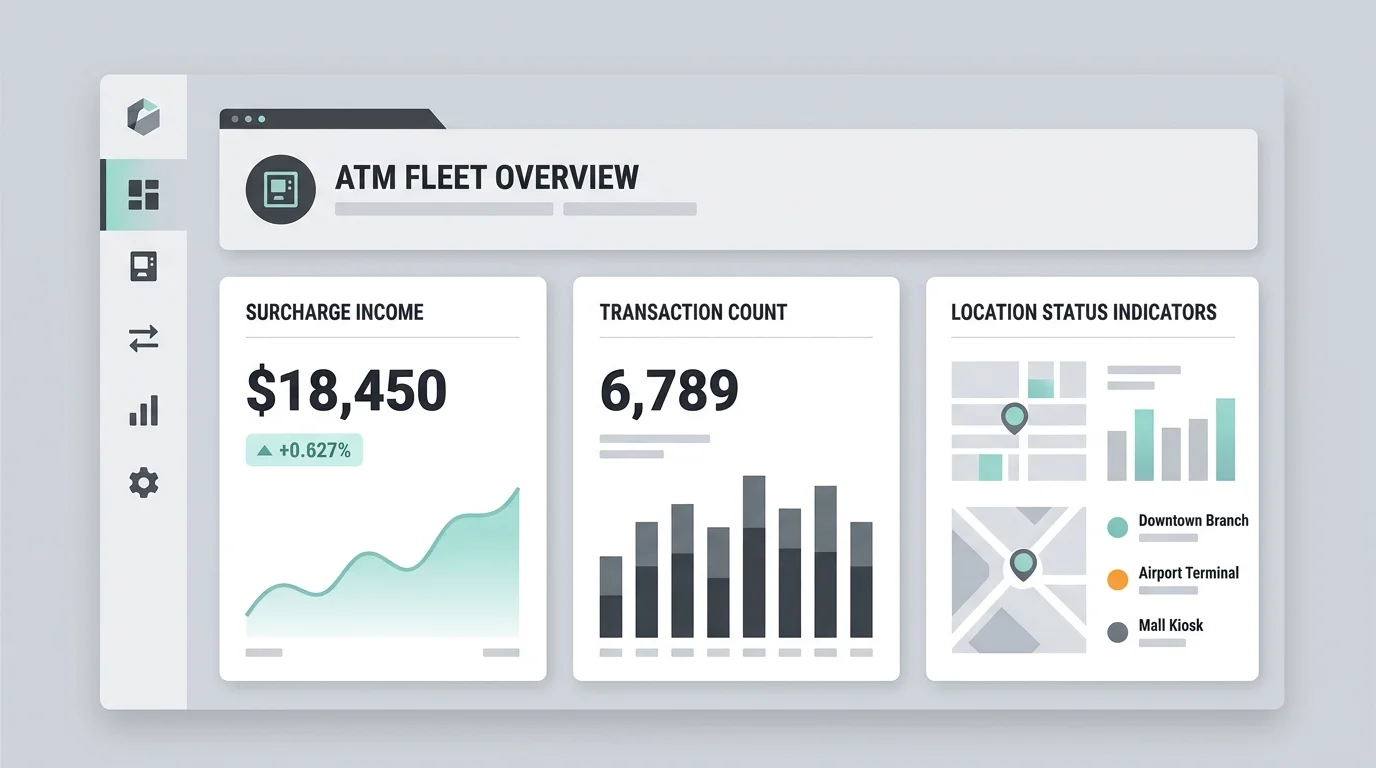 ATM placement and surcharge income management tools for retail businesses