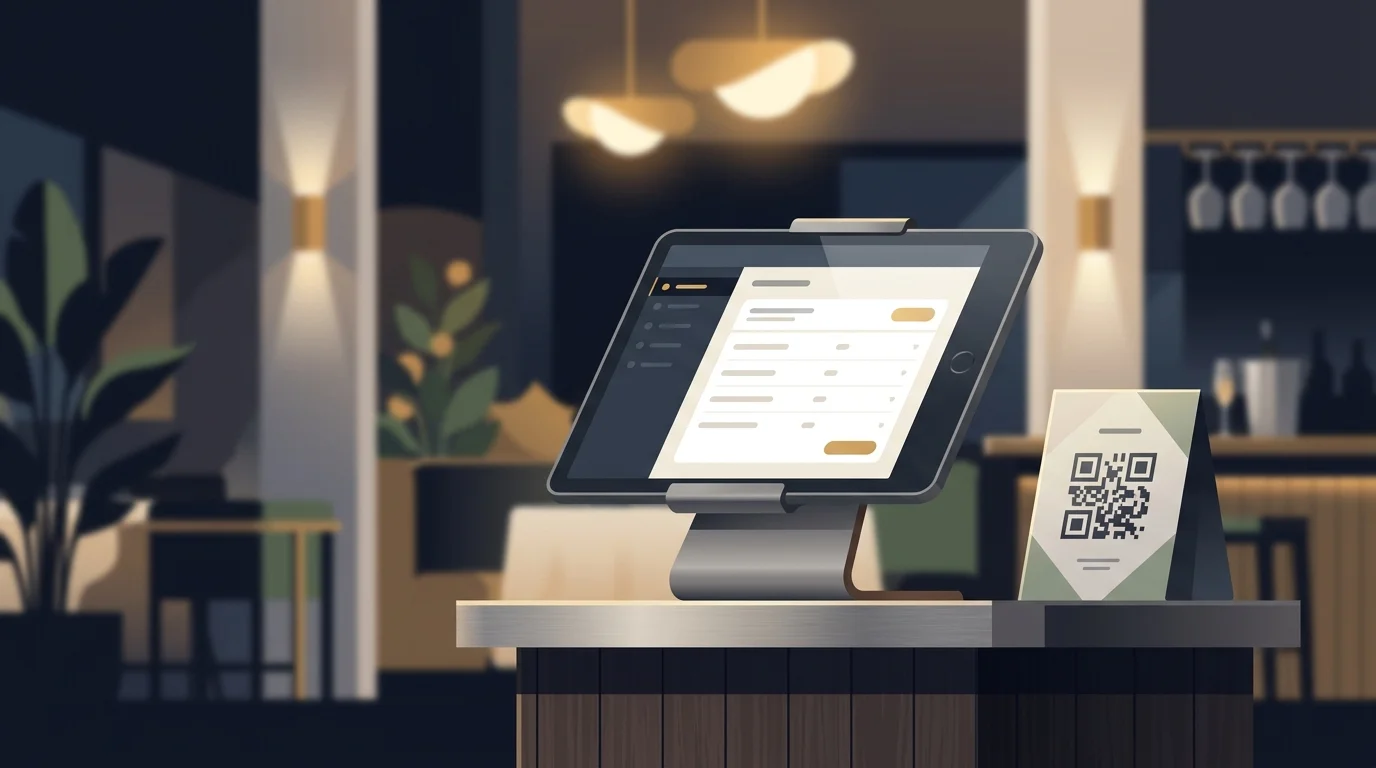 Digital waitlist and queue management software displayed on a restaurant host stand tablet
