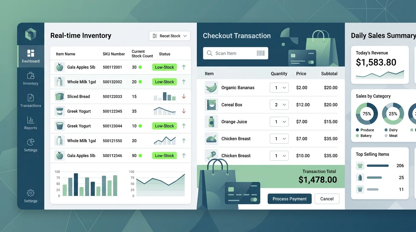 grocery store point of sale software dashboard