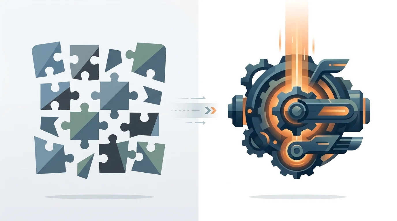 Visual comparison of point solutions versus an integrated autonomous SEO platform